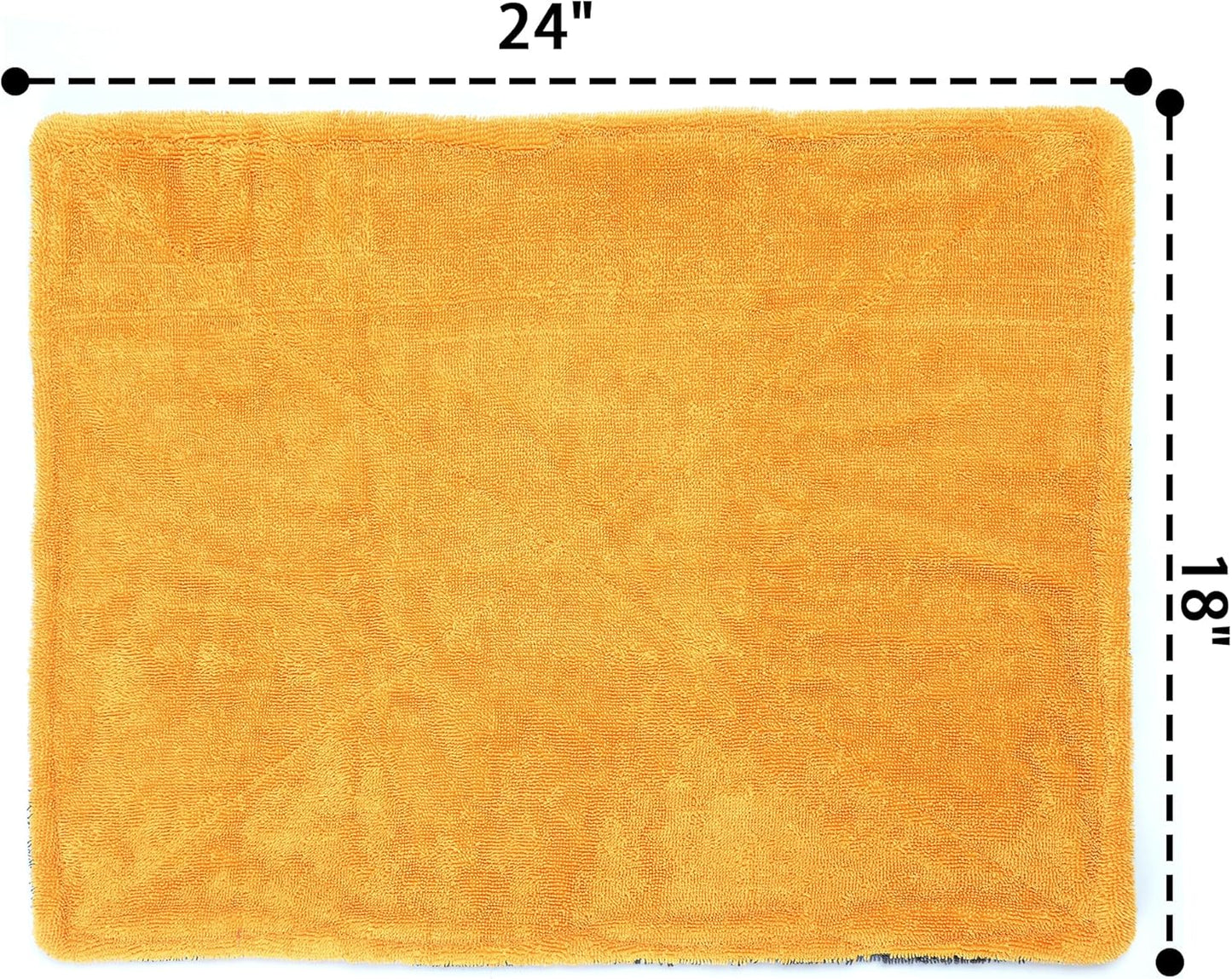 Greenfound Microfiber Towel for Cars, 1000GSM Car Drying Towel, Double Twist Pile & Edgeless Design, No Streaks, Scratches, or Water Spots, Soft and Absorbent, 18"×24", Yellow&Grey