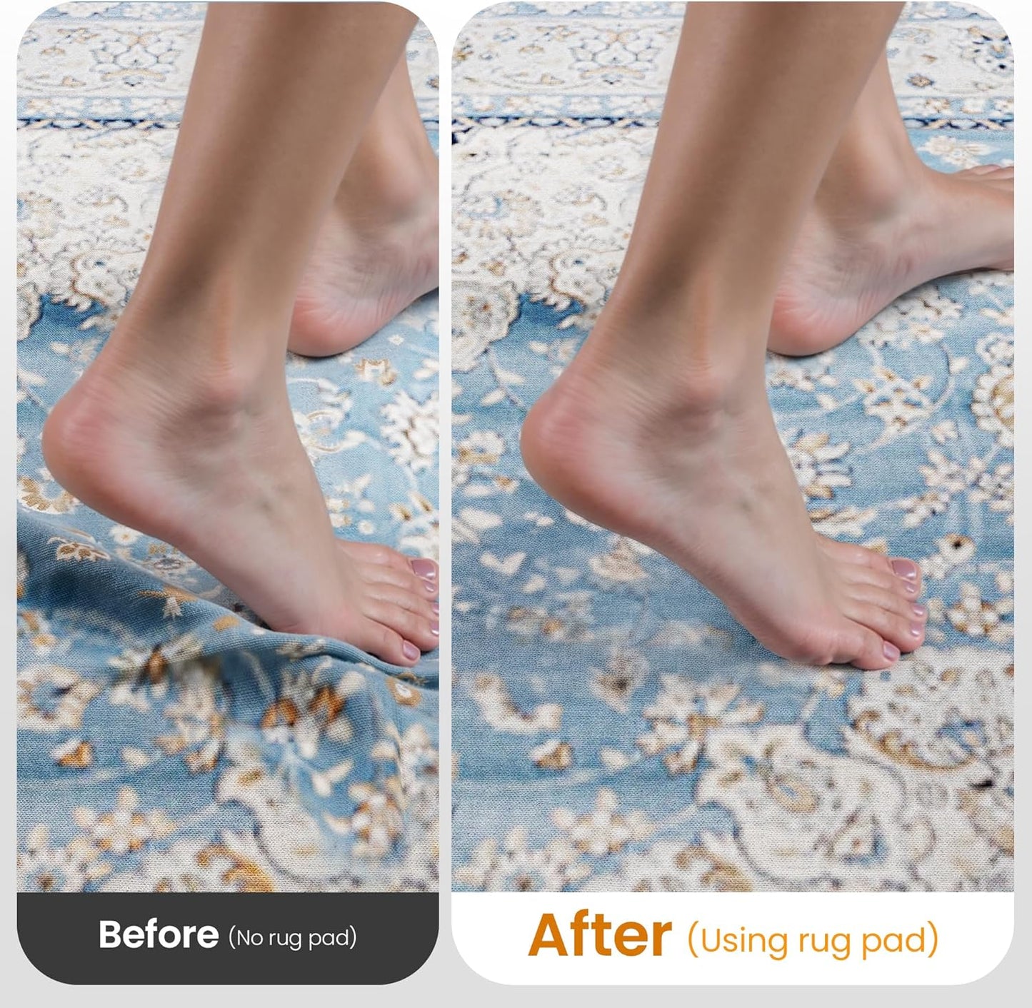 Non-Slip Rug Pad Gripper 7x10 Feet, Anti Skid Mat for Under Area Rugs, Keeps Rugs in Position and Safe, Thick Cushioned Carpet Pad for Hardwood Floors Protection