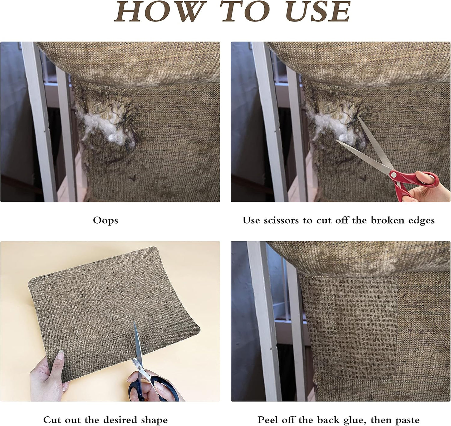 KING MOUNTAIN Coarse Linen Repair Patches, Self-Adhesive Linen Fabric Patches, 8X11 inch 2 PCS, Multi Color, Can be Used for Linen Sofa Repair and Linen Clothes Repair(8" x 11"-2PCS,Coffee Brown)