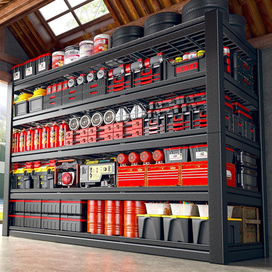 60.1" W Garage Shelving 3125LBS Metal Shelving Extra Wide Storage Shelves Adjustable 5 Tier Garage Shelves Industrial Metal Shelf for Basement Warehouse Shop 60.1" W x 24.1" D x 72" H