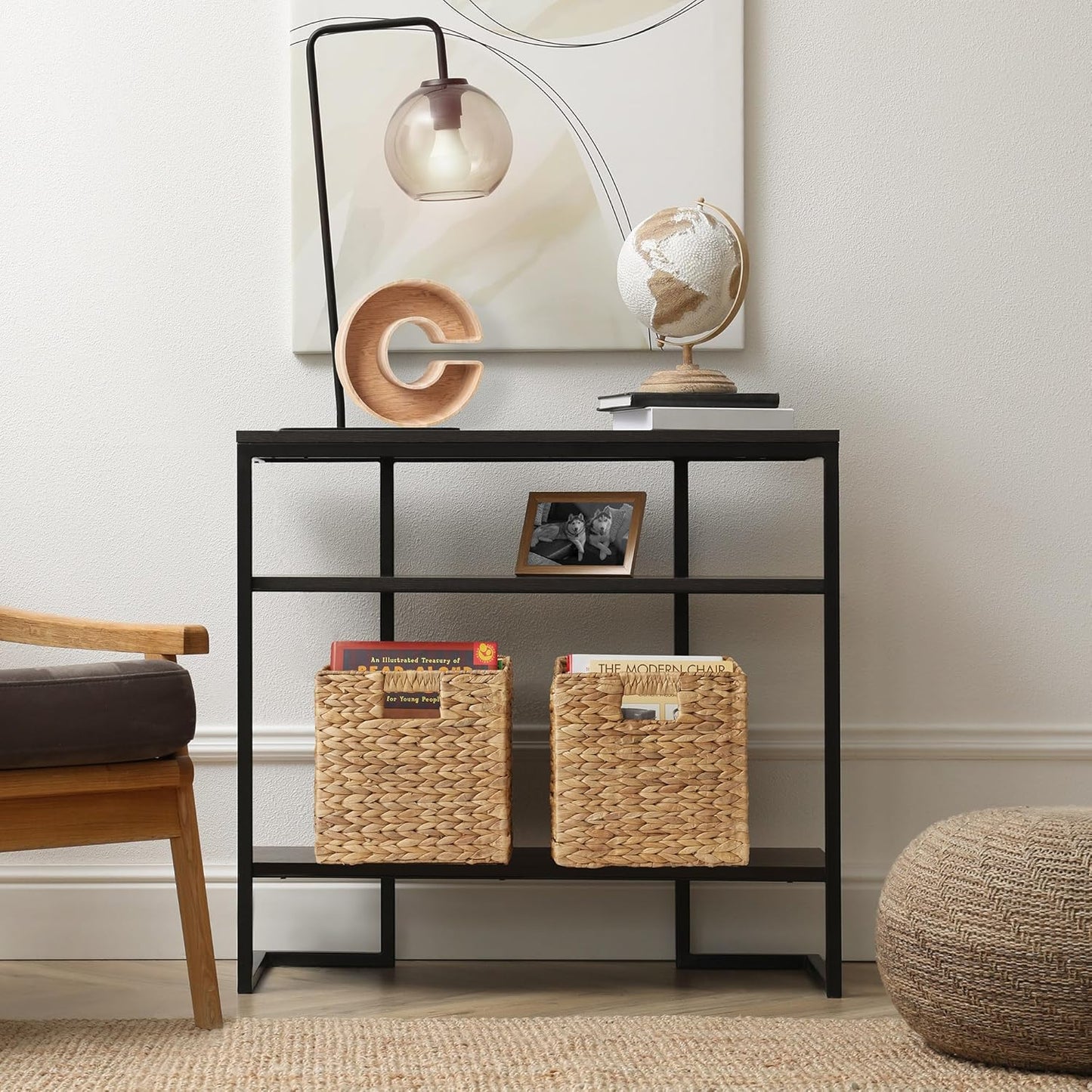 Casafield 10.5" x 10.5" Water Hyacinth Storage Baskets, Natural - Set of 2 Collapsible Cube Organizers, Woven Bins for Bathroom, Bedroom, Laundry, Pantry, Shelves