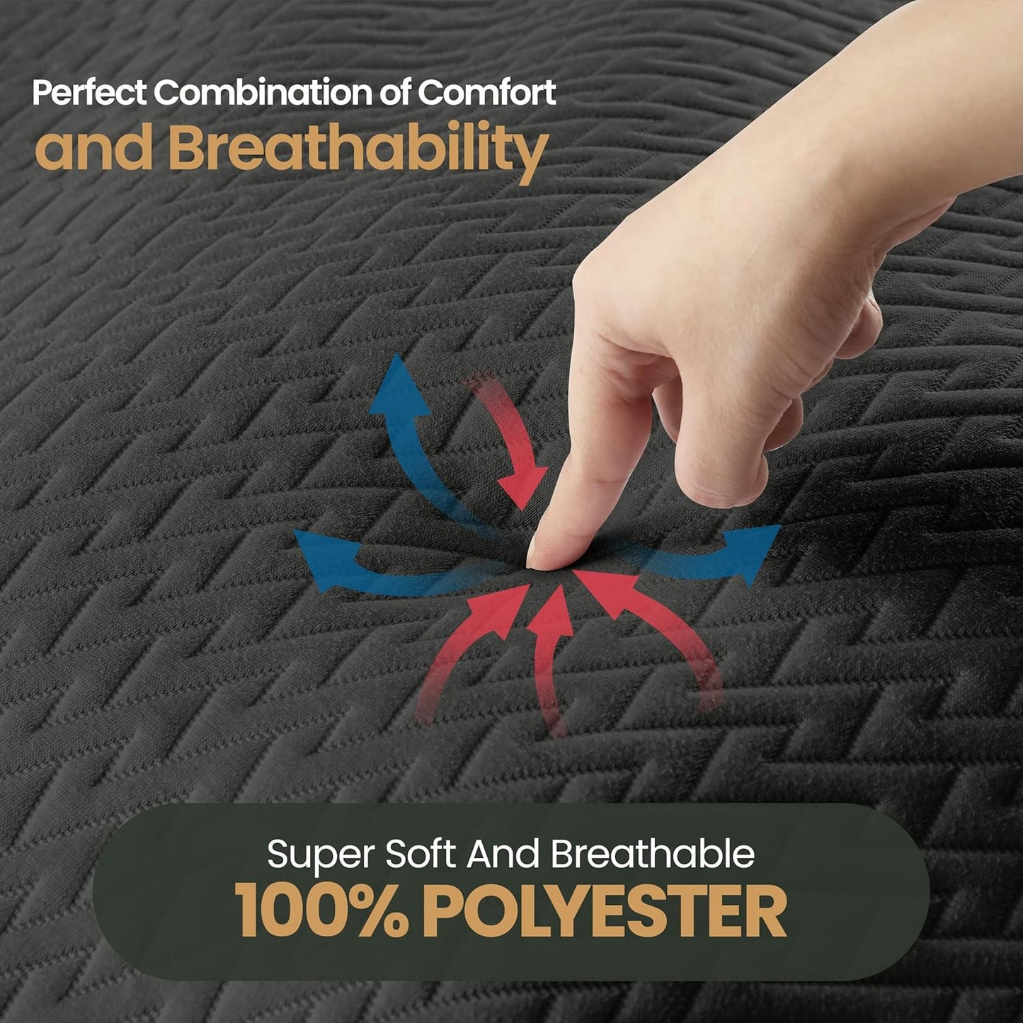 Utopia Bedding Waterproof Mattress Protector Queen Size (Gray), Premium 3D Air Soft Fabric Mattress Cover, Fits 17 Inches Deep, Breathable, Fitted Style with Stretchable Pockets