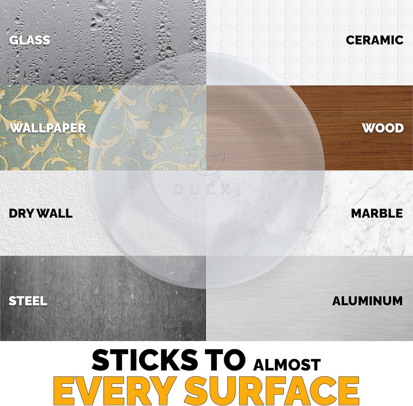 Ducki Door Stop Wall Protector | Self Adhesive Door Knob Wall Protectors from Door Knobs | Rubber Door Stoppers for Wall Damage & Noise | Durable, Shock Absorbent & Discreet | 4 Pack Clear Door Stops