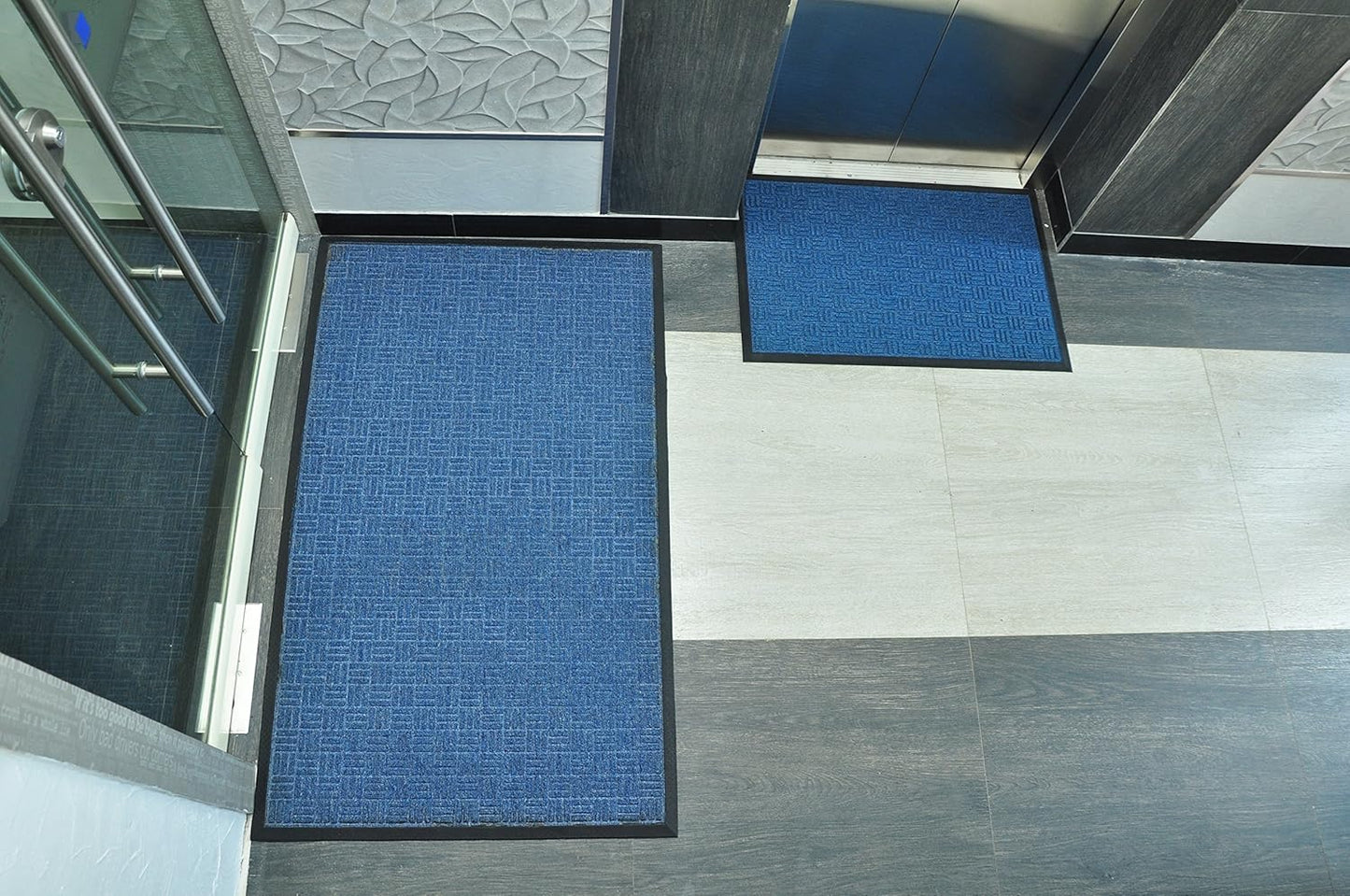 Kempf Water Retainer Entrance Mat, Indoor Outdoor Rubber Rug, Moisture Trapping, Absorbent Mat, 18 by 30-Inch, Blue