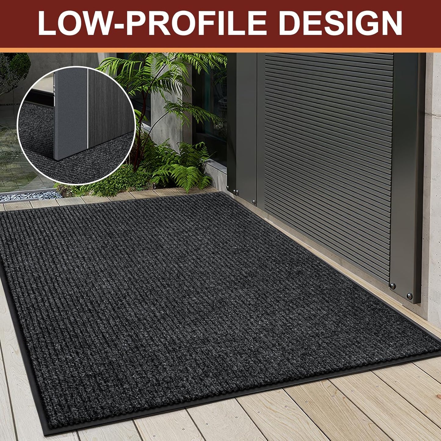 Vicwe Indoor Outdoor Door Mat, 3'x6' Heavy Duty Front Door Mat, Non-Slip Washable Doormats Entrance Mats, Dirt Resistant and Absorbent Doormat, Commercial Outdoor Entrance Floor Mat for Home Office