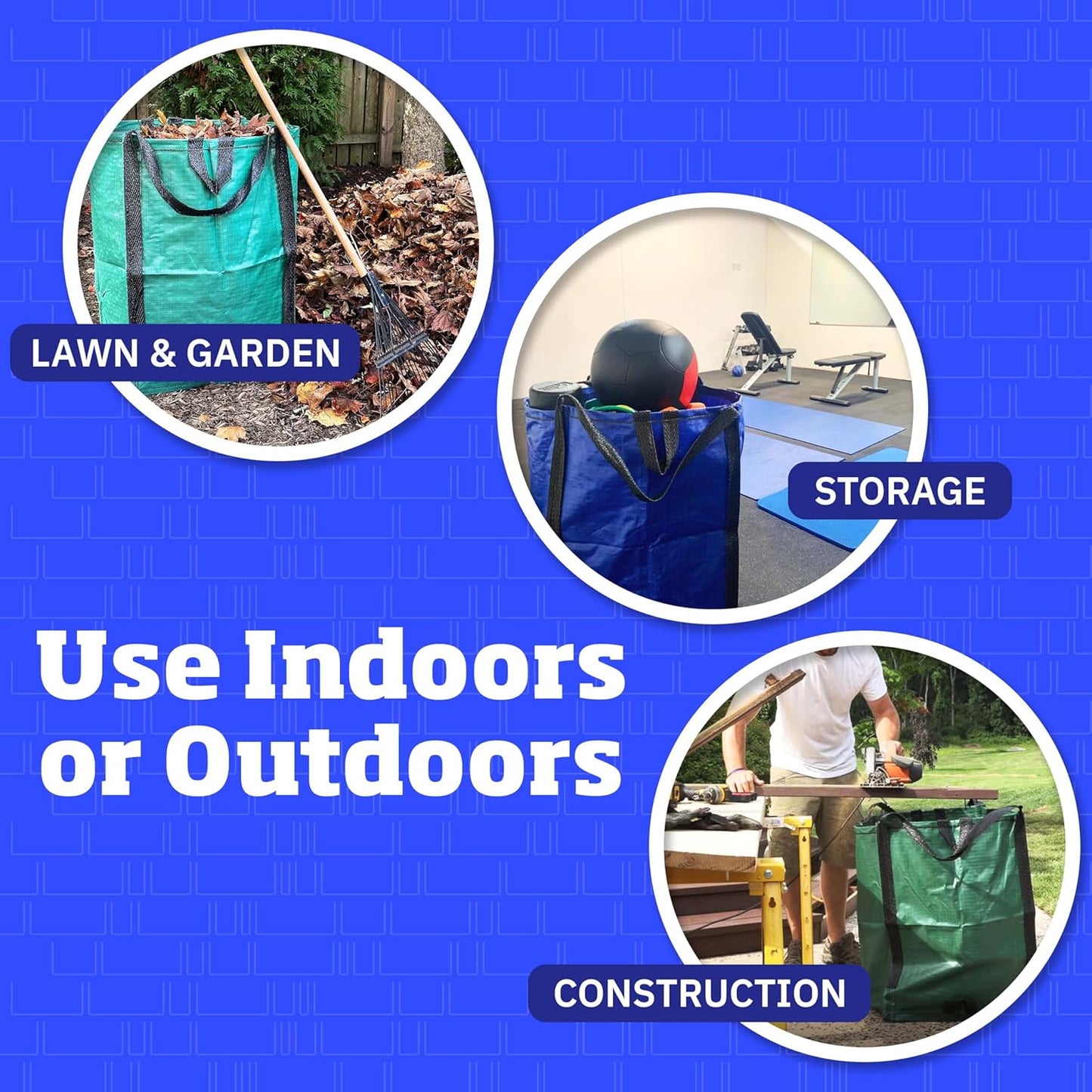 DURASACK Heavy Duty Home and Yard Bags 48-Gallon Reusable Self-Standing Lawn and Leaf Bags Garbage Can with Reinforced Handles, Green