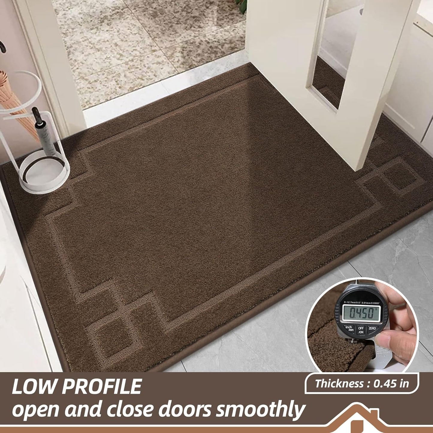 BEQHAUSE Door Mat 32" x 48", Non-Slip Door Mats Indoor Entryway Rugs Washable Low-Profile Absorbent and Stain Resist Floor Mats, Dog Door Mat for Front Back Door, Muddy Wet Shoes & Paws, Brown