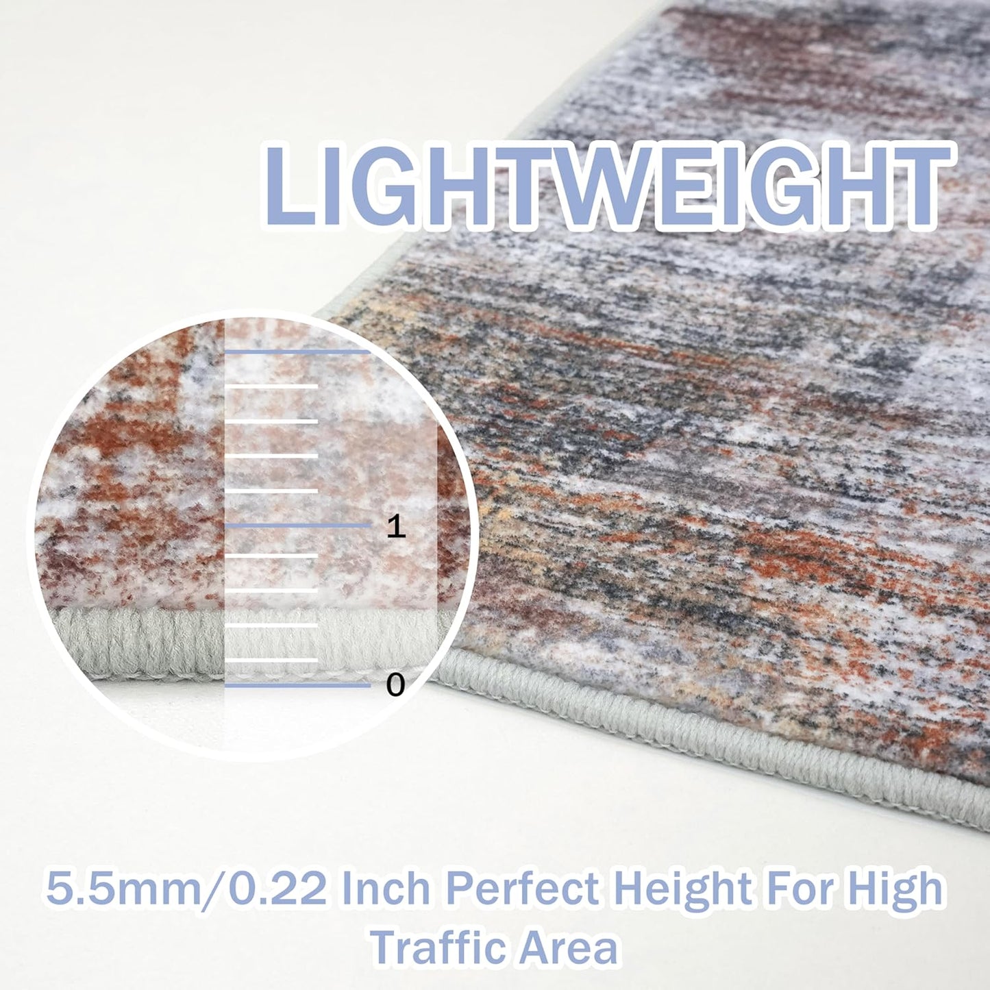 IOHOUZE Abstract Runner Rug 3x20 Ft Extra Long Washable Runners for Hallways, Non Slip Kitchen Runner Printed Faux Wool Entryway Runner Indoor, Modern Abstract Floor Carpet for Hall Stair, Orange Grey