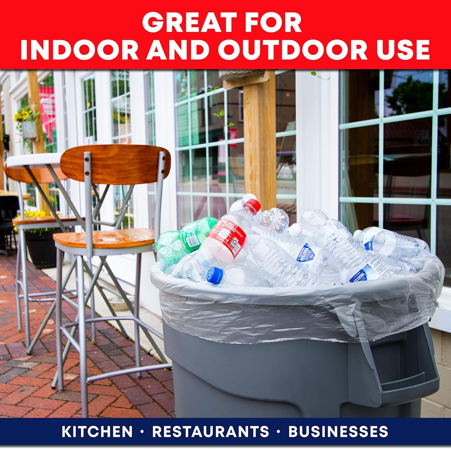 Tasker 30-33 Gallon Clear Trash Bags Heavy Duty (Mega ValuePack 250 Bags) Large Plastic Bags, Great for Recycling 30 Gallon - 32 Gallon - 35 Gallon. Clear Large Trash Bags