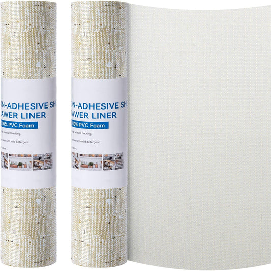 Shelf Liner 20 x 72 Inch 2 Rolls Shelf Liner Non Adhesive, Drawer Liner Non Slip Kitchen Mat Waterproof Oil-Proof for Kitchen Cabinet, Shelves, Refrigerator, Storage, Desks, Easy to Trim