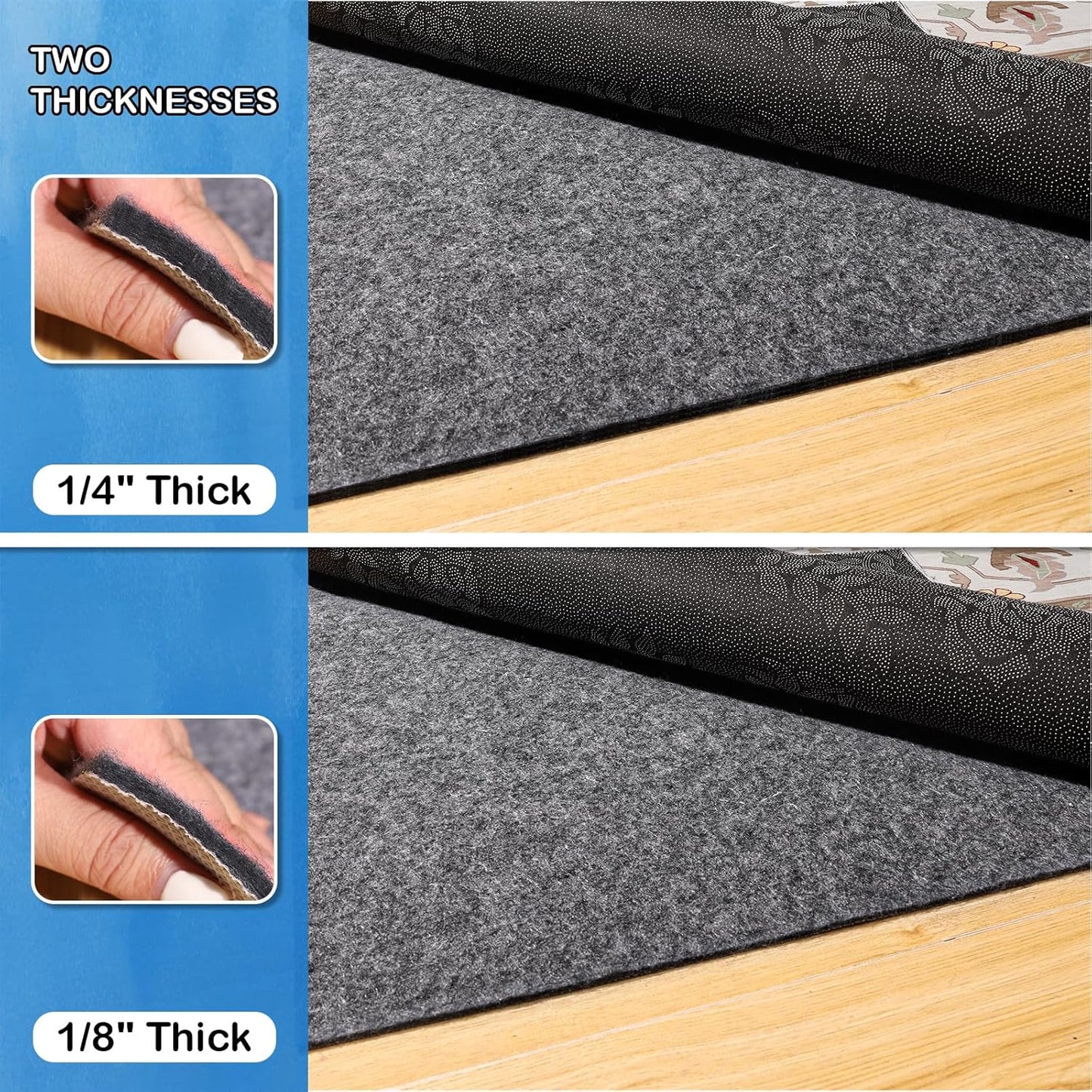 Non-Slip Rug Pads 2 x 3 ft, 100% Waterproof Extra Large Area Rugs Non Skid Rug Pad for All Floors and Finishes Durable Hardwood Floor Protective Felt Keeps Rugs in Place, Safe and Secure