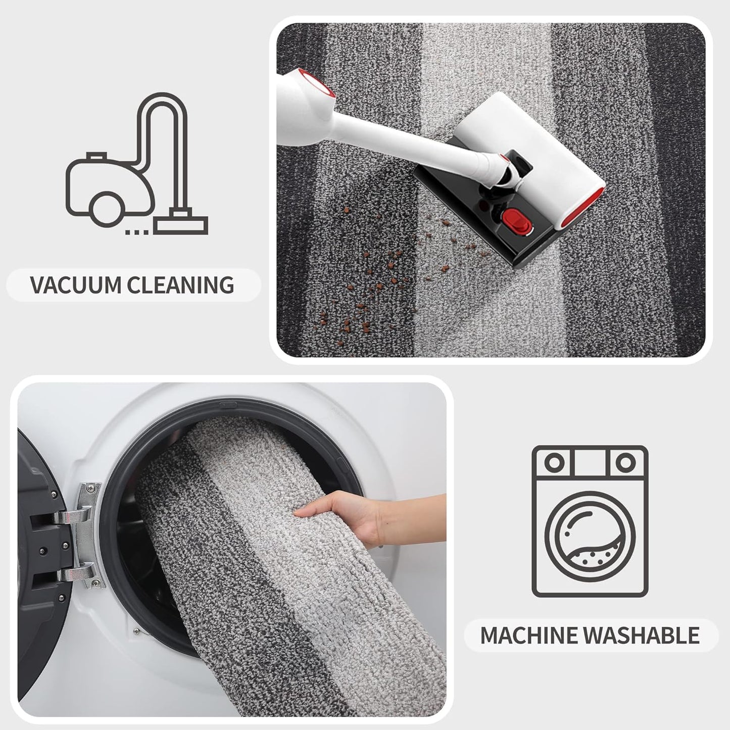 Kitinjoy Indoor Outdoor Door Mat, 40x32 Non-Slip Absorbent Dirt Trapper, Low-Profile Washable Inside Entrance Front Floor Mat, Sturdy Soft Entry Doormats for Entryway, Grey