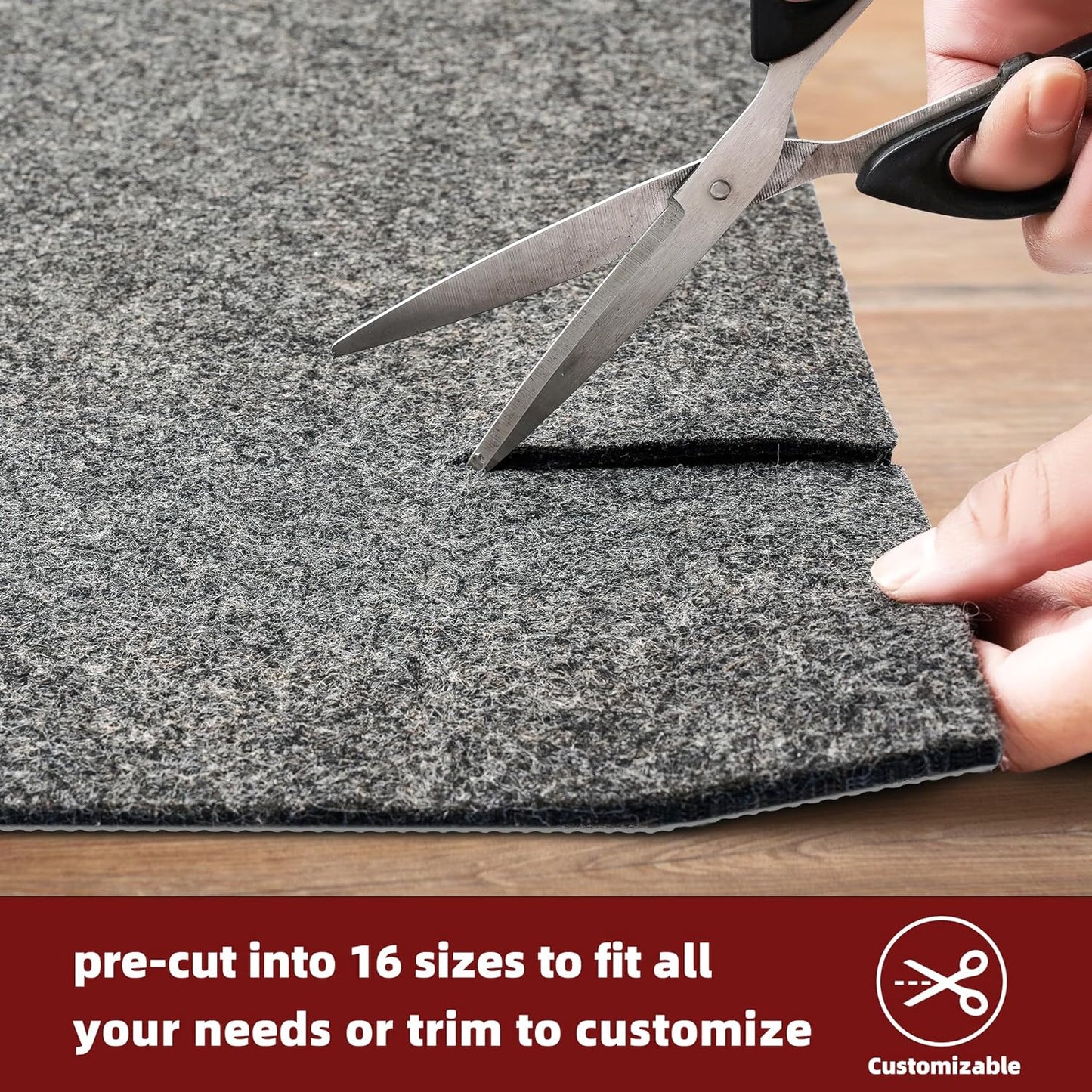 BAGAIL Felt and Natural Rubber Backing Rug Pads 1/4” Thick, 2 x 8 Ft Non Slip Carpet Gripper Keep Rugs in Place, Under Area Rug Protective Cushioned Pads, Carpet Runners, Hardwood Floors Protection