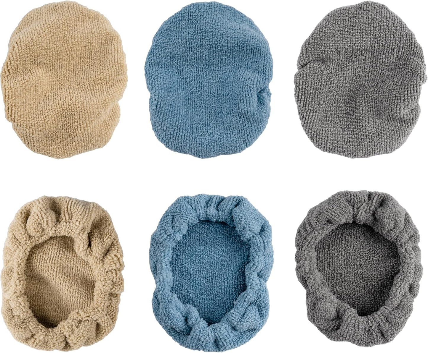 POLYTE Premium Lint Free Microfiber Cleaning Covers for Windshield Cleaning Tool, Fits 4x6 inch Plate (Blue/Gray/Teal, 6 Pack)