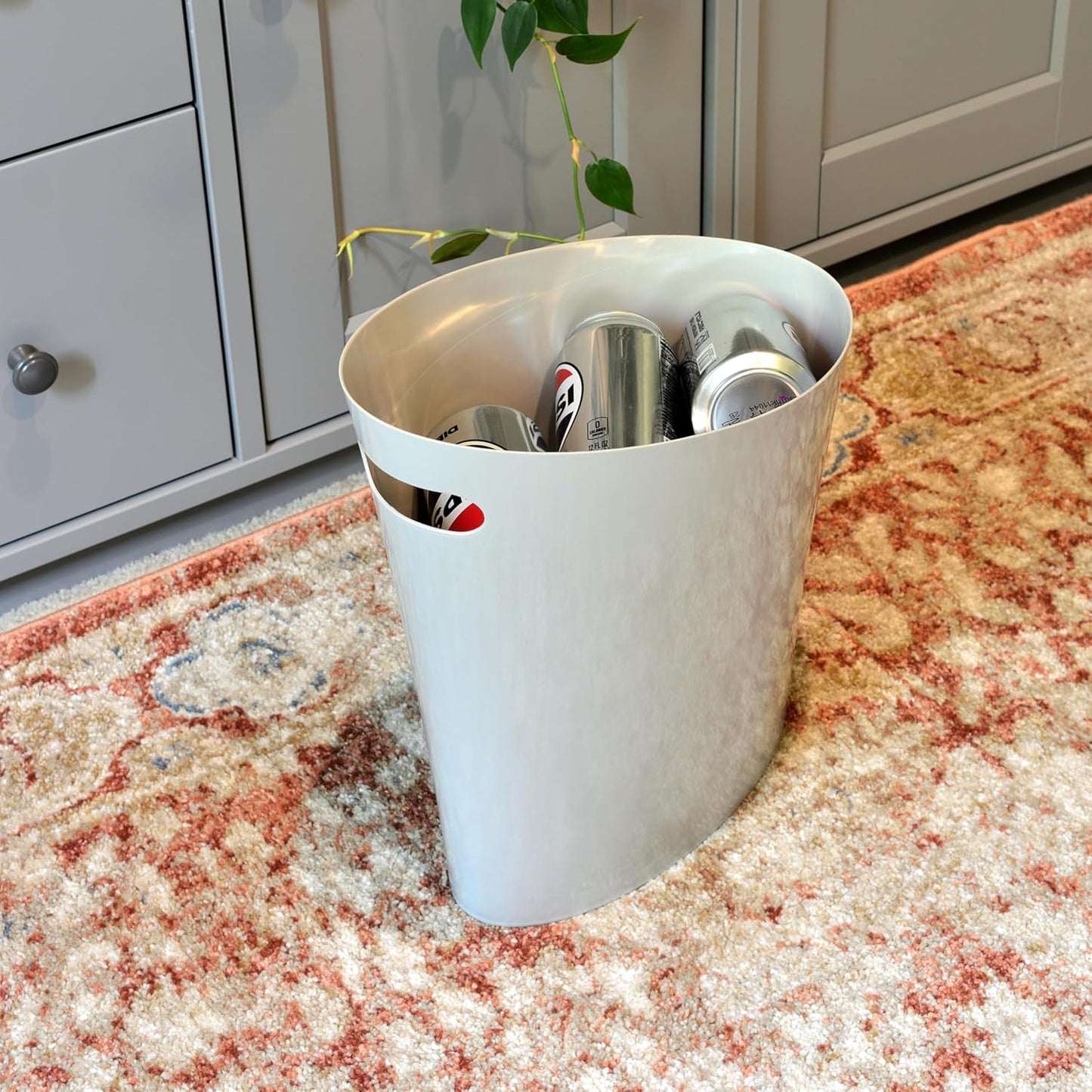 Youngever 2 Gallon Slim Trash Can, Plastic Garbage Container Bin, Small Trash Bin with Handles for Home Office, Living Room, Study Room, Kitchen, Bathroom (2 Pack) (Grey)