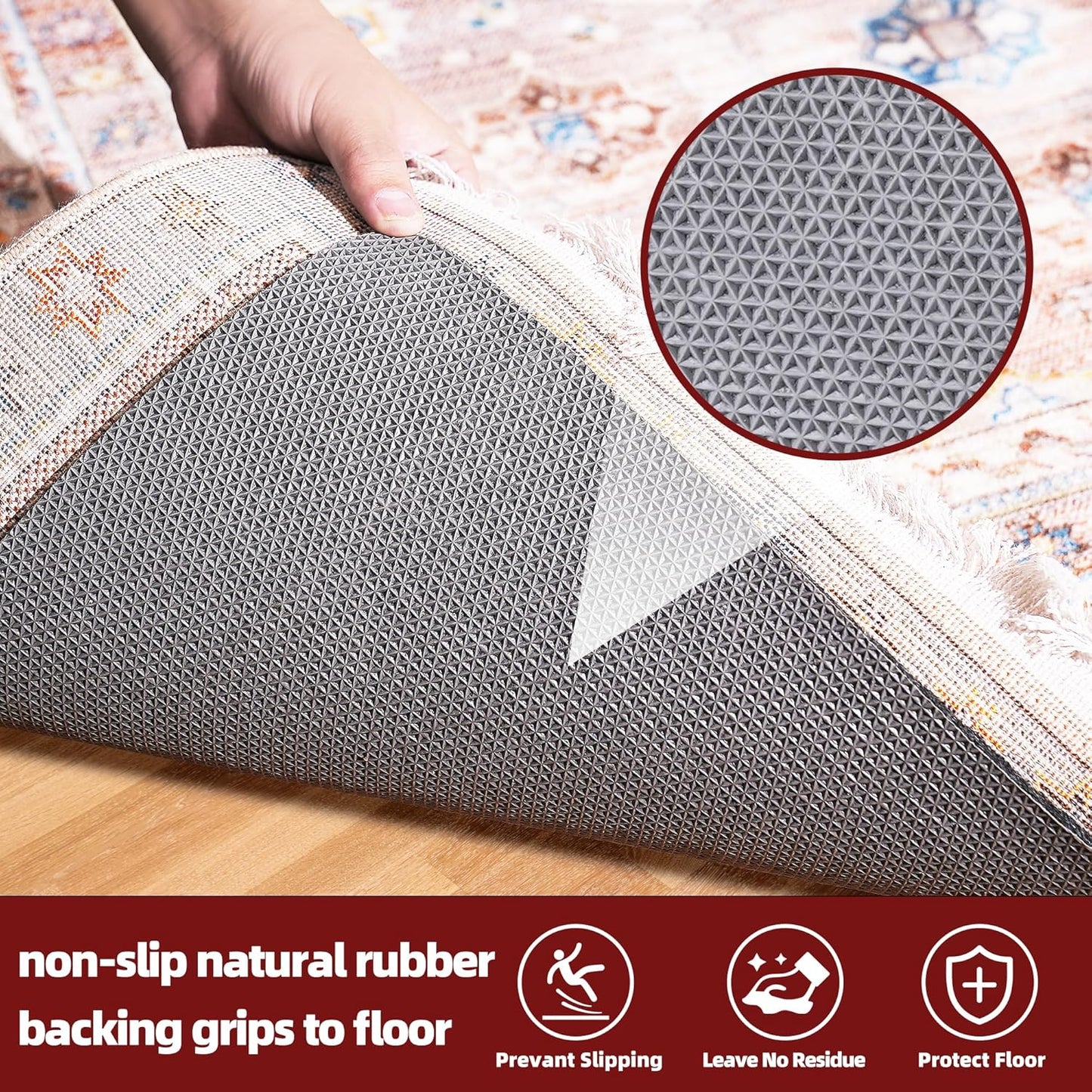 BAGAIL Felt and Natural Rubber Backing Rug Pads 1/4” Thick, 9 x 12 Ft Non Slip Carpet Gripper Keep Rugs in Place, Under Area Rug Protective Cushioned Pads, Carpet Runners, Hardwood Floors Protection