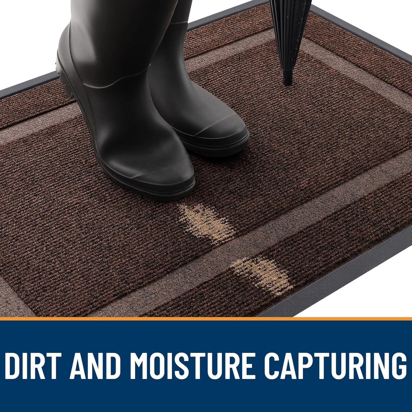 OLANLY Front Door Mat Indoor Outdoor Entrance, Waterproof All-Season, All-Weather Doormat, Sturdy Natural Rubber, Fade Resistant, Low Profile, Easy Clean Patio Porch Entryway Mat, 71x23, Dark Brown