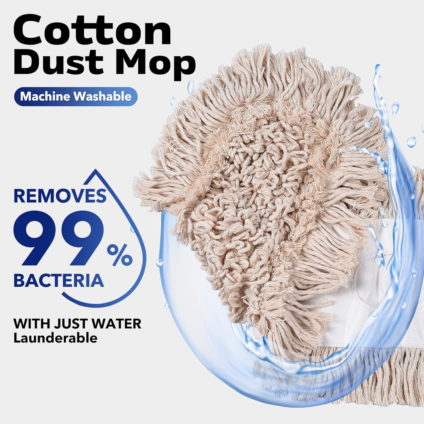 Matthew Cleaning 24'' Cotton Dust Mop Refill Washable Thick Tufted Replacement Heads for Residential & Commercial Use Fit All 24'' Dust Mop Frames, Hardwood, Laminate, Concrete Floors 12 Pack