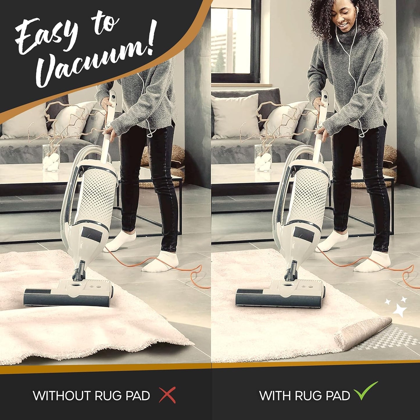 Nevlers 6'x9' White Under Rug Non Slip Pad | PVC Foam Non Slip Rug Pad & Carpet Pad | Customizable Open Weave Anti Slip Rug Grips Design| Anti Skid Rug Gripper for Hardwood Floors & Other Surfaces