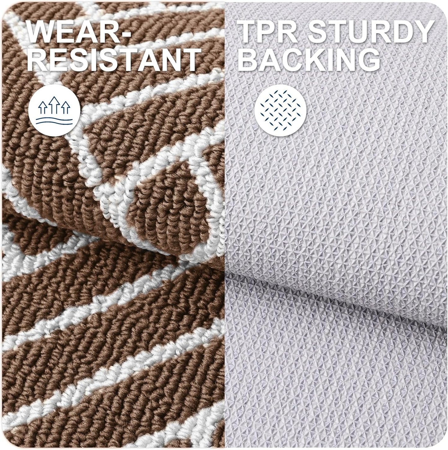 OLANLY Indoor Door Mat, 36x24 Inch, Dirt Resistant and Absorbent, Non-Slip Rubber Backing Floor Mats, Easy Clean Low-Profile Doormat for Entryway, Front Door, and Inside Entrance, Coffee