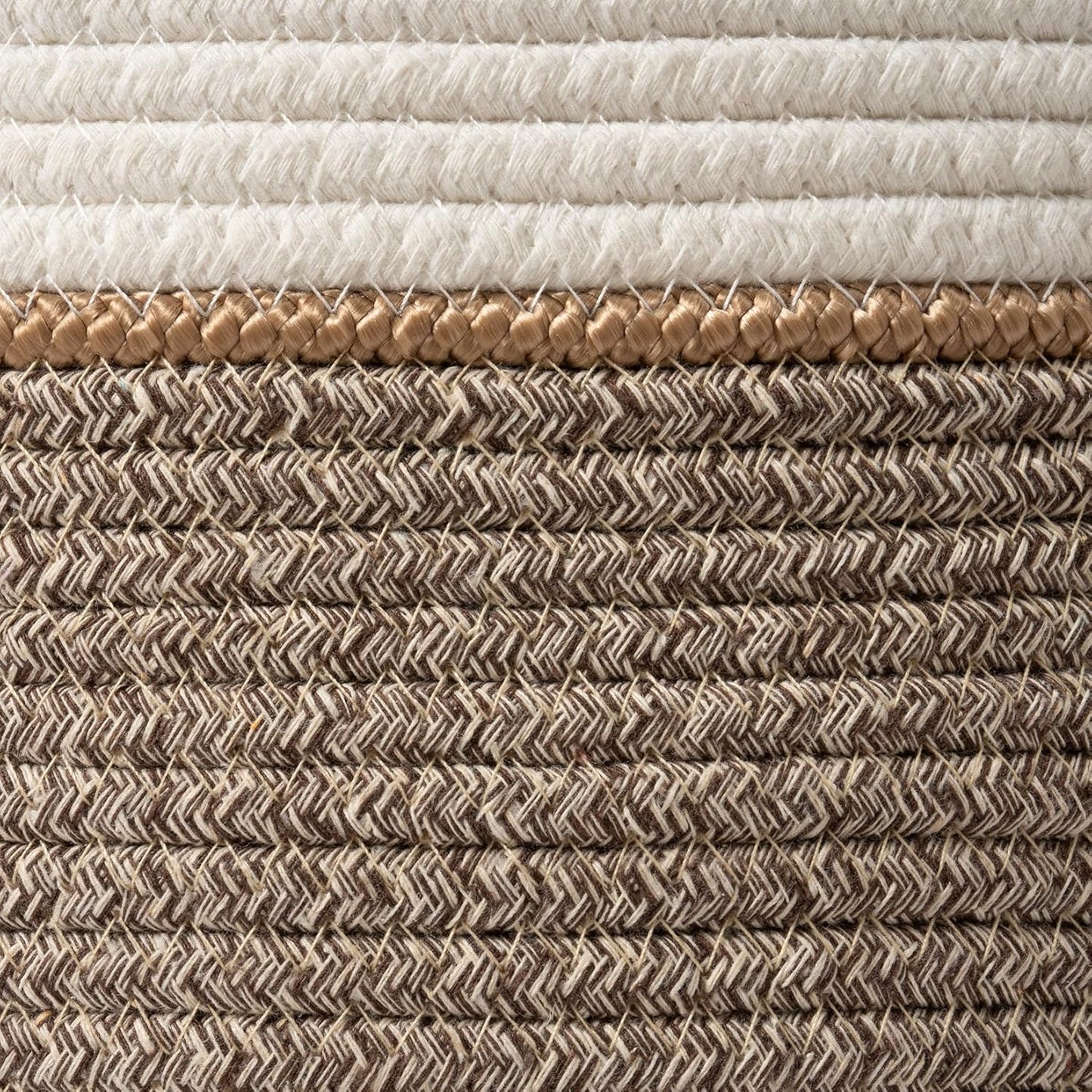 LA JOLIE MUSE Woven Basket Rope Storage Baskets - Large Cotton Organizer, Basket for Baby Blanket, Kids Toy Nursery Laundry Basket Mocha XL