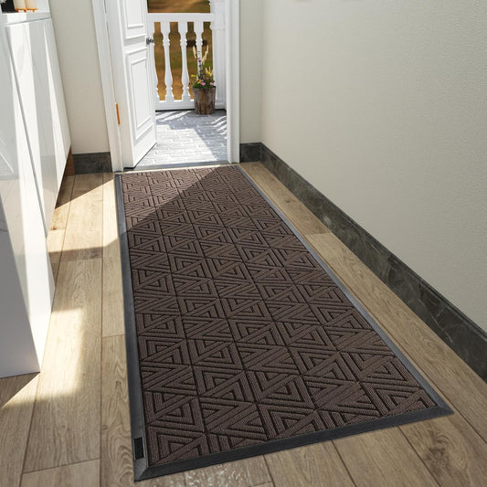 Yimobra Front Door Mat Outside Entrance 72 x 24, Waterproof and Washable Outdoor Mat, Non Slip Rubber Backing, Heavy Duty Welcome Matt for Home Entry Floor Porch Garage Office, Low Profile, Brown