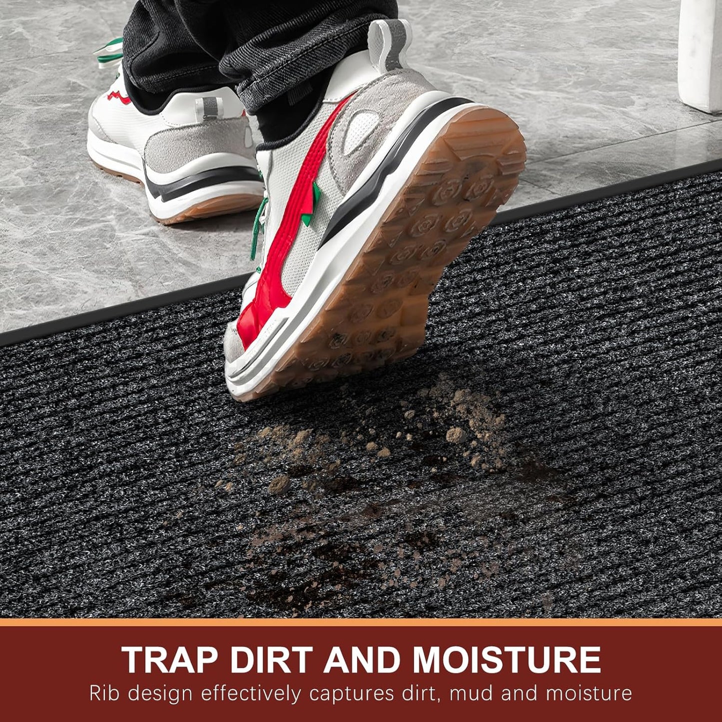 Vicwe Indoor Outdoor Door Mat,4'x8' Heavy Duty Front Door Mat, Non-Slip Washable Doormats Entrance Mats, Dirt Resistant and Absorbent Doormat, Commercial Outdoor Entrance Floor Mat for Home Office