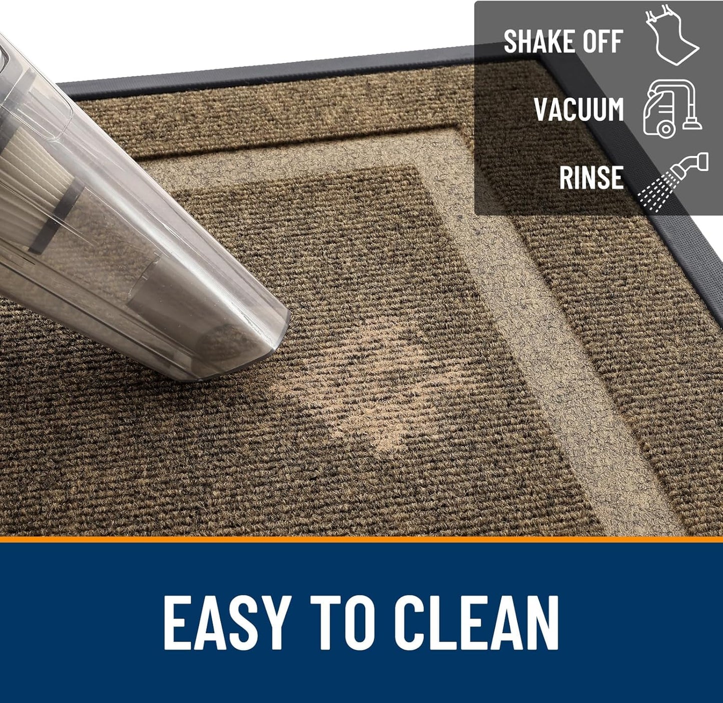 OLANLY Front Door Mat Indoor Outdoor Entrance, Waterproof All-Season, All-Weather Doormat, Sturdy Natural Rubber, Fade Resistant, Low Profile, Easy Clean Patio Porch Entryway Mat, 59x40, Brown