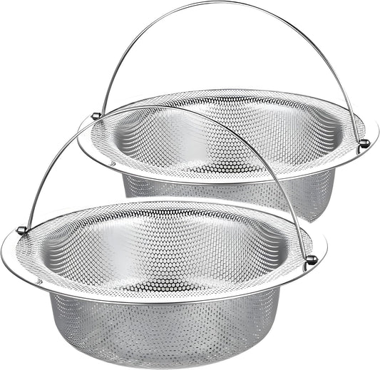 2 Pack Stainless Steel Sink Strainer Basket, Fine Mesh Drain Protector for Kitchen, Anti-Clog Rustproof Design, Dishwasher Safe Heavy Duty