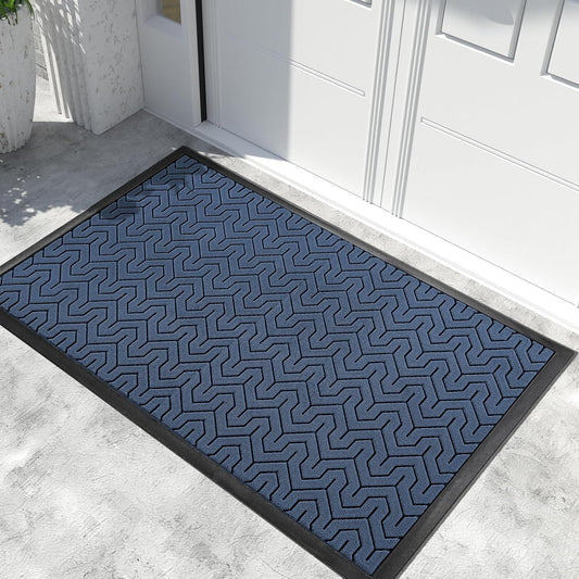 Yimobra Extra Large Door Mat Outside Entrance 60x32, Waterproof Heavy Duty Outdoor Mats for Front Door, Non Slip Rubber Entry Mat for Garage Patio, Easy Clean, Blue