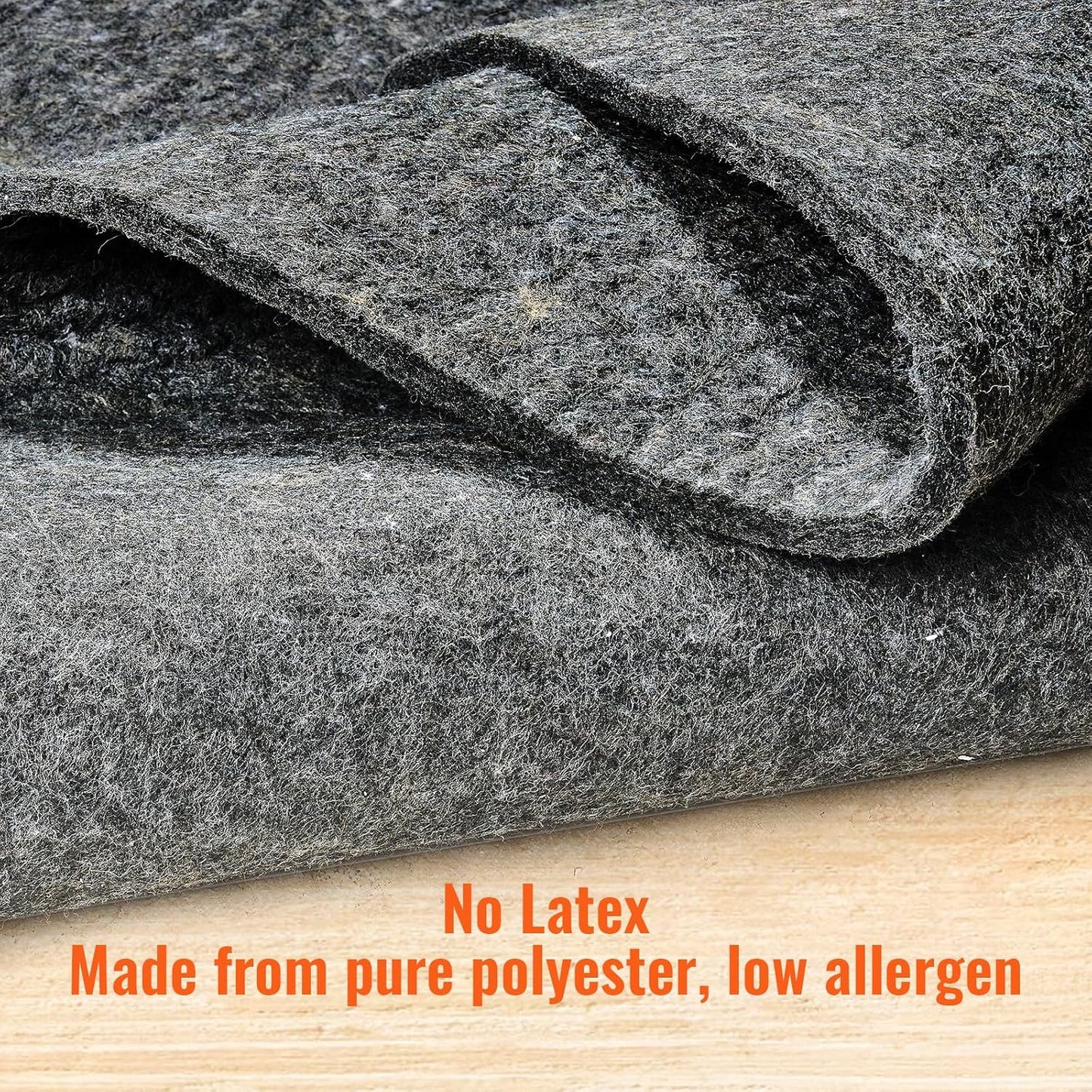 VEVOR Rug Pad Without Slip Resistance, Protective Cushioning Carpet Pad, 9' x 12', 1/4"Thick, 100% Pure Polyester Felt, 10-11㎡ Premium Comfort Underfoot Carpet Padding Rug Cushion for All Floors, Gray