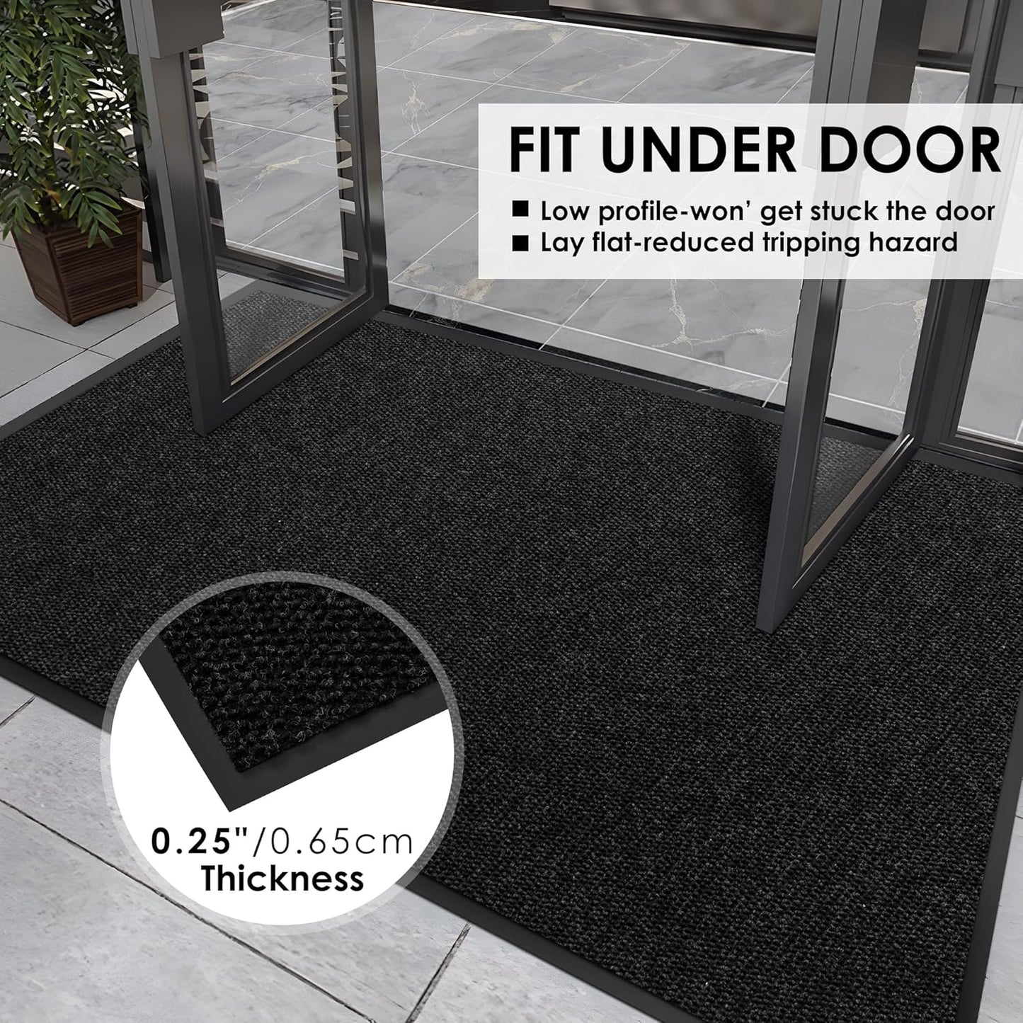 3′ x 9′ Front Door Mat Indoor Outdoor Entrance, Commercial Floor Mat Heavy Duty Dirt Trapper Entryway Doormat, Custom Size Non Slip Rubber Backing Welcome mat, Door Mat for High Traffic Area
