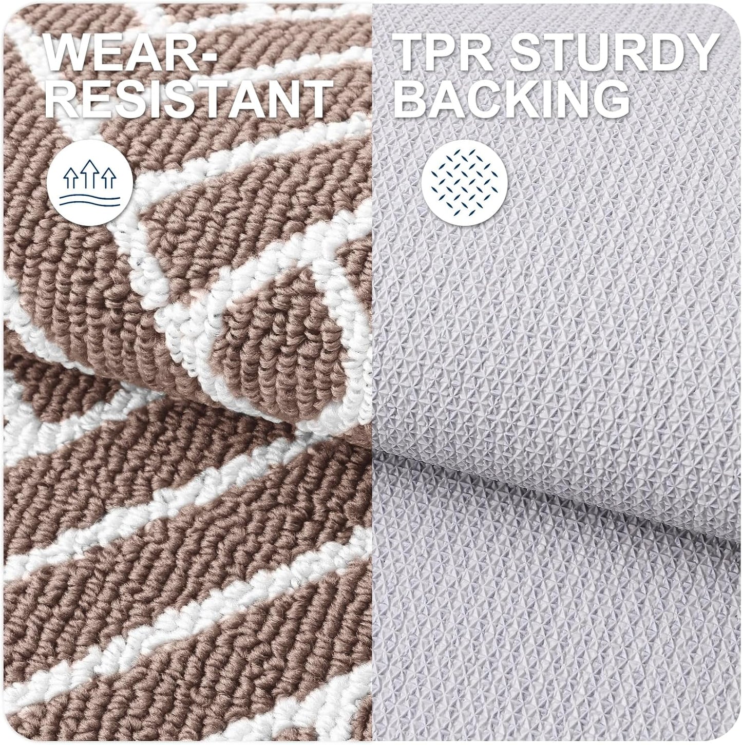 OLANLY Runner Indoor Door Mat, 47x23 Inch, Dirt Resistant and Absorbent, Non-Slip Rubber Backing Floor Mats, Easy Clean Low-Profile Doormat for Entryway, Front Door, and Inside Entrance, Brown