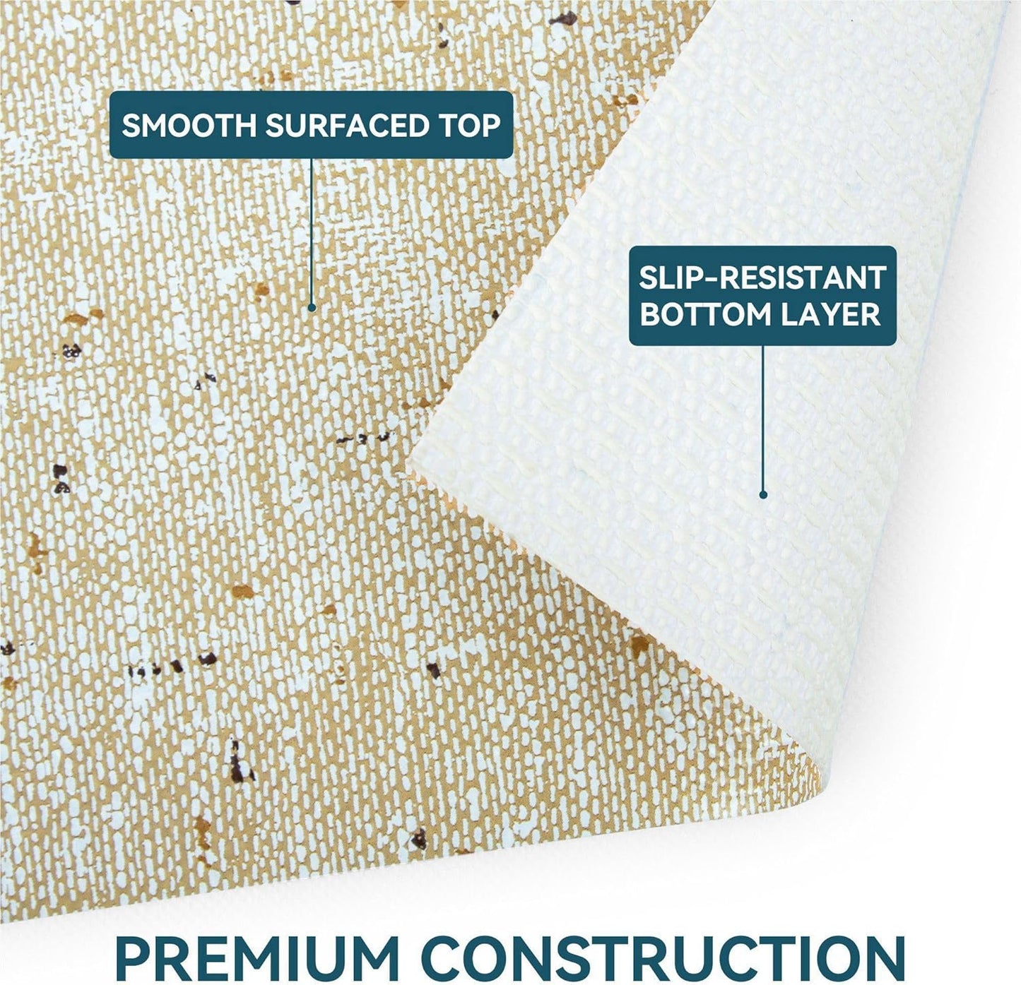 Shelf Liner Non Adhesive 18 Inch x 40 Feet Beige Kitchen Drawer Liner, Waterproof Shelf Liner Durable Anti-Slip