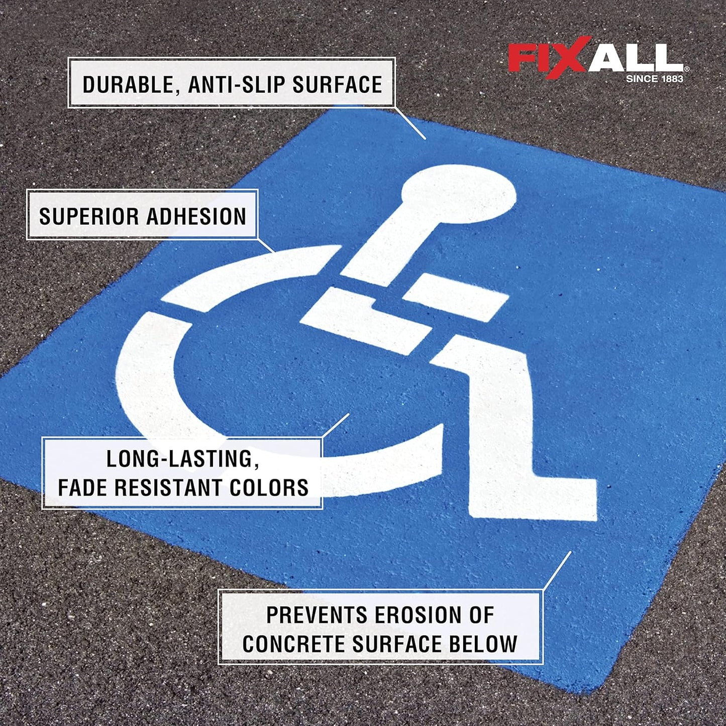FIXALL Skid Grip Anti-Slip Coating, 1 Gallon, Crimson, Exceeds ADA Standards, Ideal for Safety Areas, Slip-Resistant Pavement, Cement & Concrete Paint