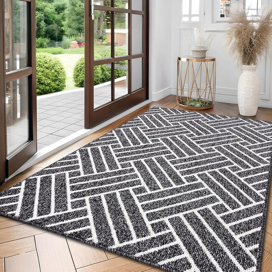 OLANLY Large Indoor Door Mat, 59x35 Inch, Dirt Resistant and Absorbent, Non-Slip Rubber Backing Floor Mats, Easy Clean Low-Profile Doormat for Entryway, Front Door, and Inside Entrance, Black