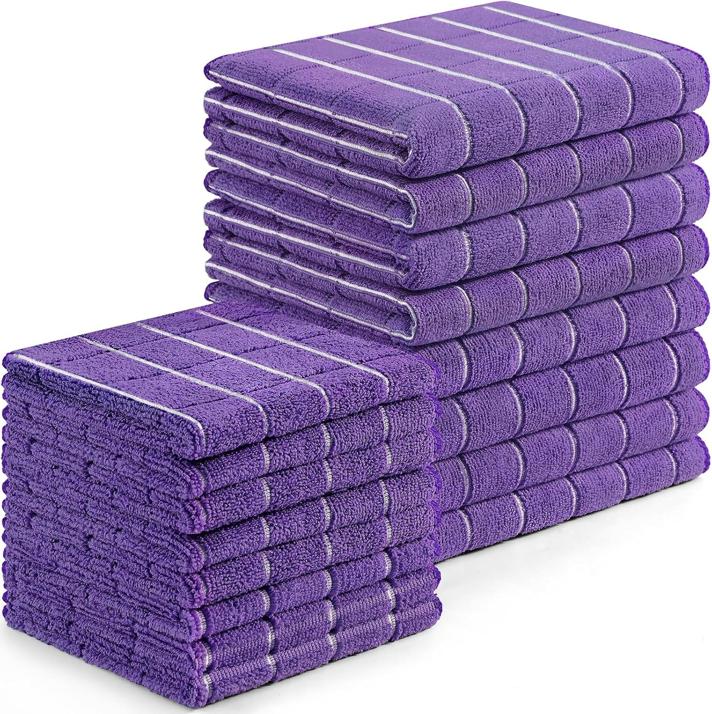 Homaxy Microfiber Kitchen Towels and Dishcloths Set, 16 Pack Soft and Absorbent Dish Hand Towels Bulk, 28 x 16 Inch & 12 x 12 Inch Quick Drying Rags for Washing Dishes, Purple