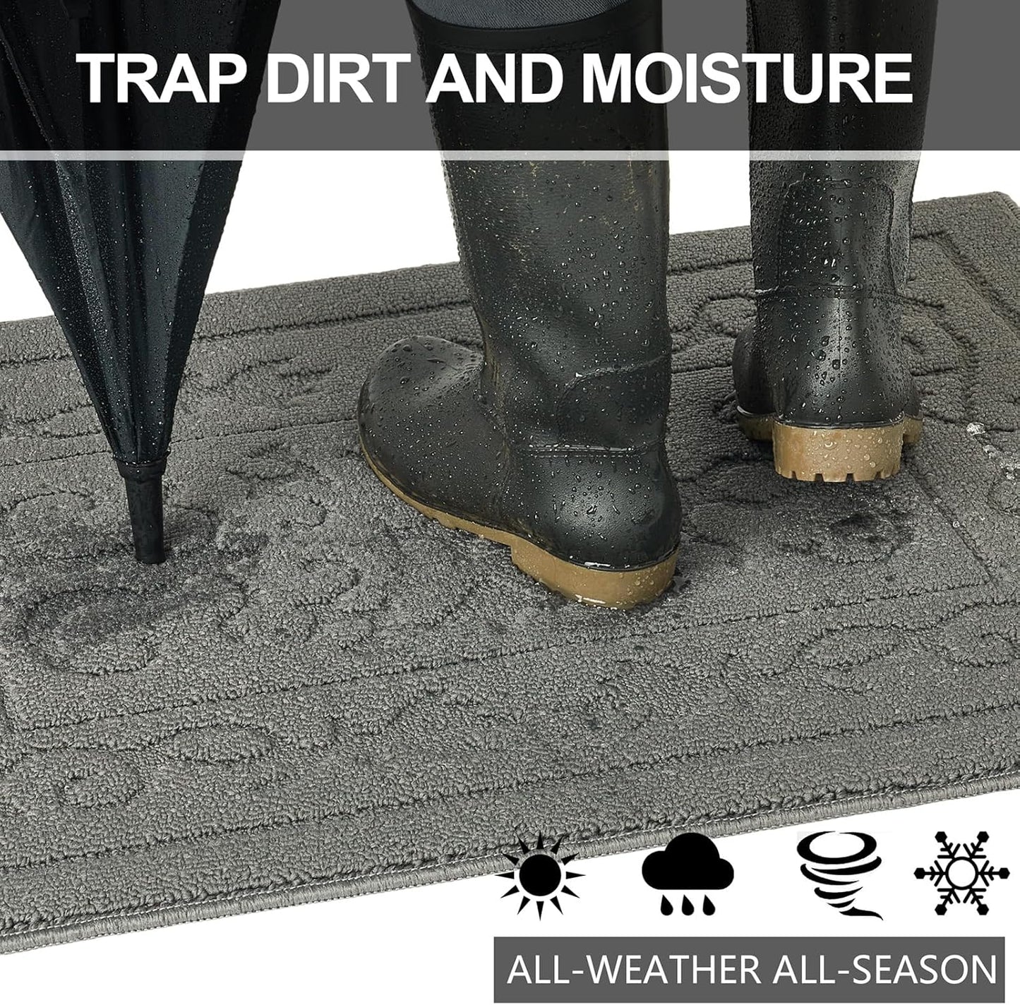 FONEYI Indoor Door Mat 32" x 48", Dirt Trapper Door Mats Non-Slip Entryway Rugs Washable, Absorbent Resist Dirt Welcome Mat, Low Profile Inside Floor Mats for Front Back Door and Entryway, Light Grey