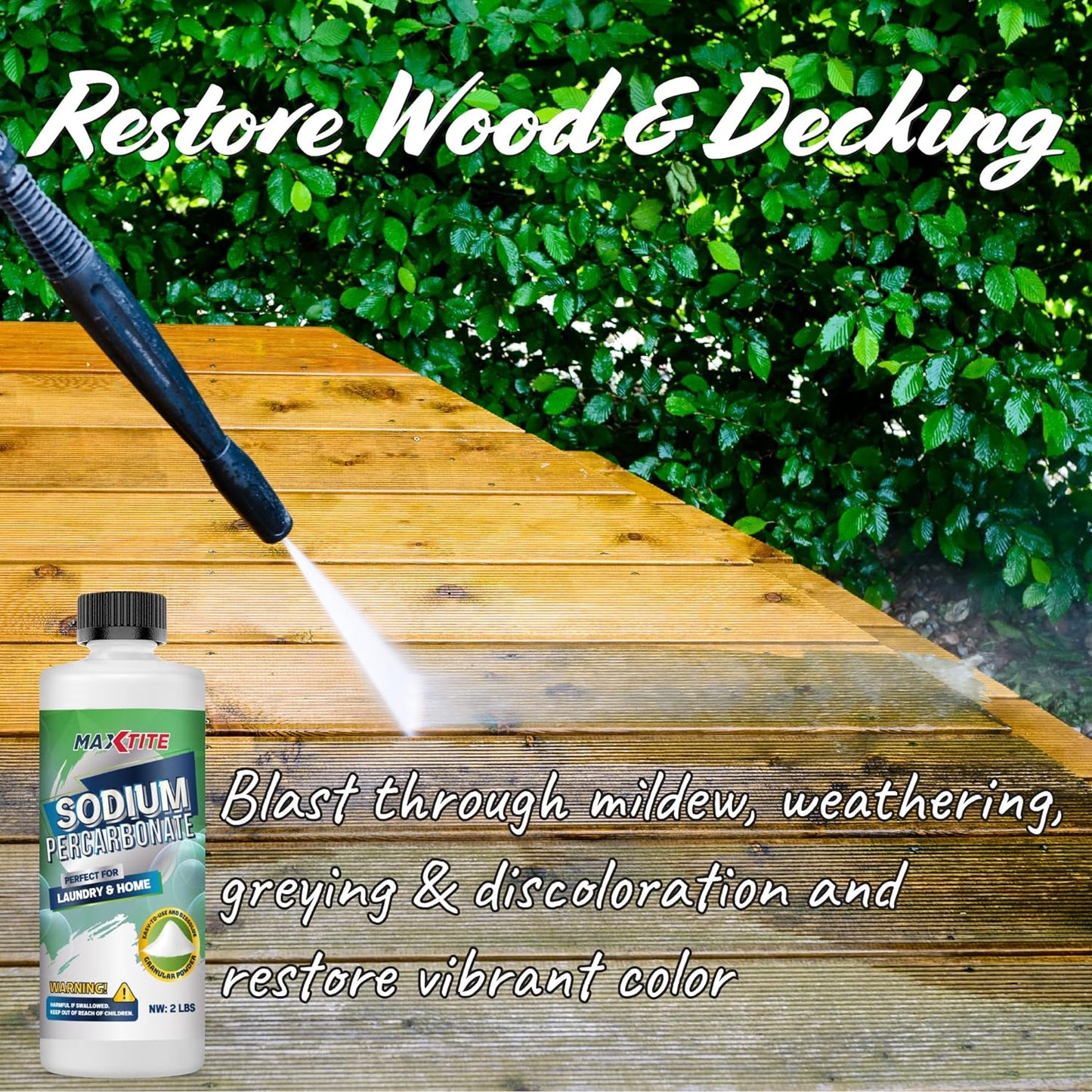 MAXTITE Sodium Percarbonate (32 lbs total - 16 pack of 2 lbs bottles) - 100% Pure Solid Hydrogen Peroxide/Oxygenated Bleach - Home & Laundry Multi-Use Cleaner - HDPE w/Resealable Child Resistant Cap