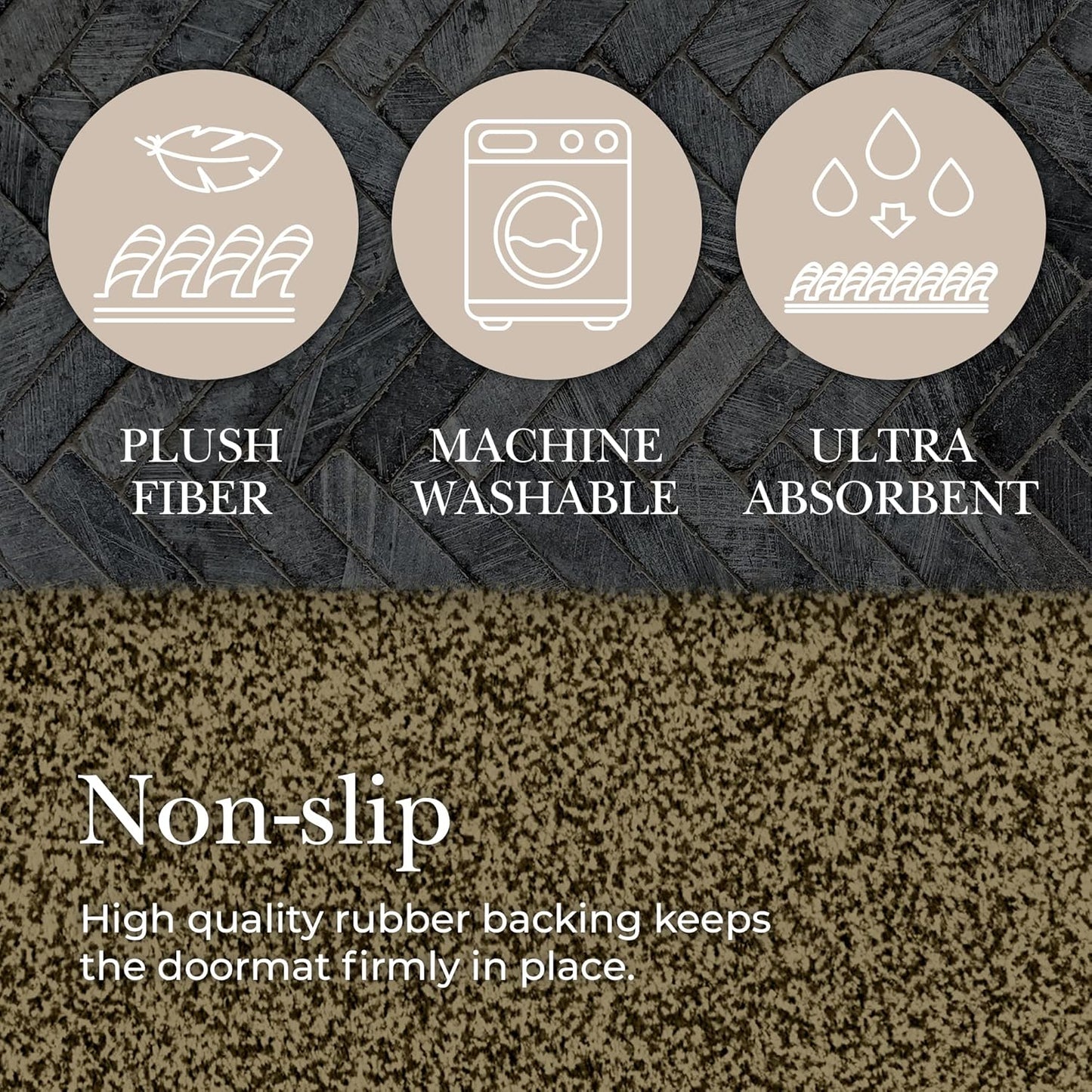 Premium Microfiber Indoor Door Mat – 24"x36" Washable Entry Mat, Non-Slip, Waterproof Backing, Super Absorbent, Low Profile Entryway Doormat for Indoor Entrance